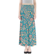 Teal Floral Paisley Full Length Maxi Skirt by mccallacoulture