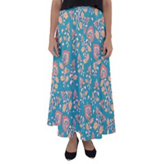 Teal Floral Paisley Flared Maxi Skirt by mccallacoulture