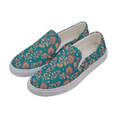 Teal Floral Paisley Women s Canvas Slip Ons by mccallacoulture