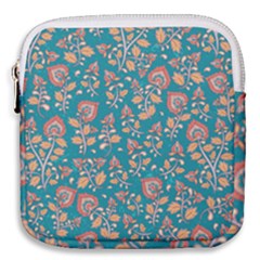 Teal Floral Paisley Mini Square Pouch by mccallacoulture