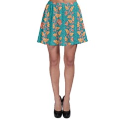 Teal Floral Paisley Stripes Skater Skirt by mccallacoulture