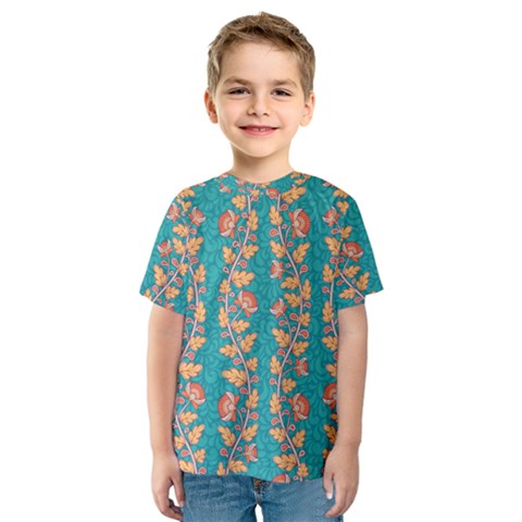 Teal Floral Paisley Stripes Kids  Sport Mesh Tee by mccallacoulture