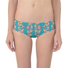 Teal Floral Paisley Stripes Classic Bikini Bottoms by mccallacoulture