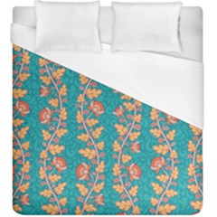 Teal Floral Paisley Stripes Duvet Cover (king Size) by mccallacoulture