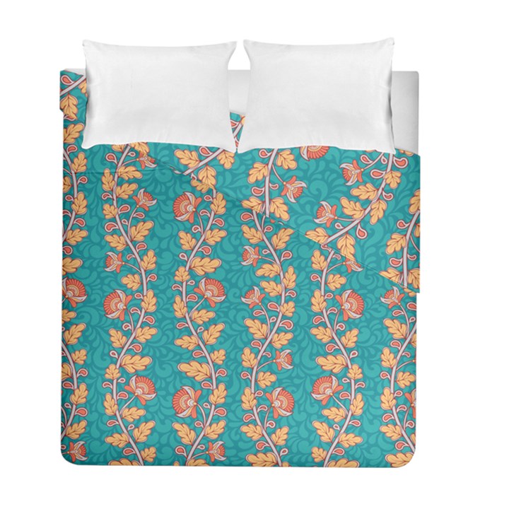 Teal Floral Paisley Stripes Duvet Cover Double Side (Full/ Double Size)