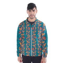 Teal Floral Paisley Stripes Men s Windbreaker