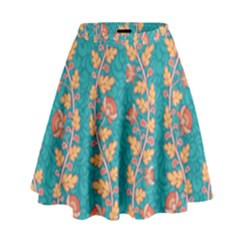 Teal Floral Paisley Stripes High Waist Skirt by mccallacoulture