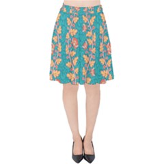 Teal Floral Paiselu Stripes Velvet High Waist Skirt by mccallacoulture