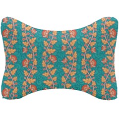 Teal Floral Paisley Stripes Seat Head Rest Cushion by mccallacoulture