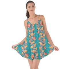 Teal Floral Paisley Stripes Love The Sun Cover Up by mccallacoulture