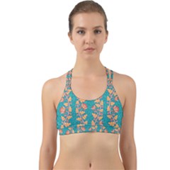 Teal Floral Paisley Stripes Back Web Sports Bra by mccallacoulture