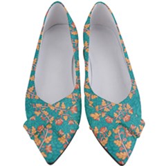 Teal Floral Paisley Stripes Women s Bow Heels by mccallacoulture