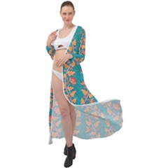 Teal Floral Paisley Stripes Maxi Chiffon Beach Wrap by mccallacoulture