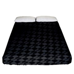 Damiers Abstrait Gris/noir Fitted Sheet (queen Size) by kcreatif