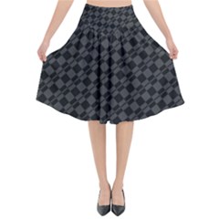 Damiers Abstrait Gris/noir Flared Midi Skirt by kcreatif