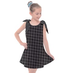 Damiers Abstrait Gris/noir Kids  Tie Up Tunic Dress by kcreatif