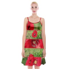 Photos Collage Coquelicots Spaghetti Strap Velvet Dress