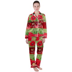 Photos Collage Coquelicots Satin Long Sleeve Pyjamas Set by kcreatif