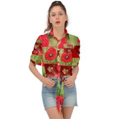 Photos Collage Coquelicots Tie Front Shirt 