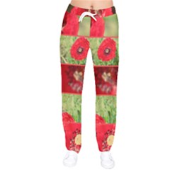 Photos Collage Coquelicots Women Velvet Drawstring Pants by kcreatif