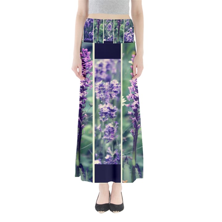 Collage Fleurs Violette Full Length Maxi Skirt