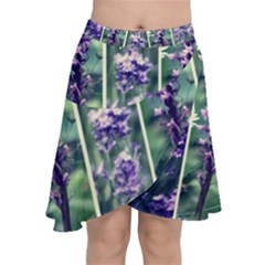 Collage Fleurs Violette Chiffon Wrap Front Skirt by kcreatif