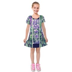 Collage Fleurs Violette Kids  Short Sleeve Velvet Dress by kcreatif