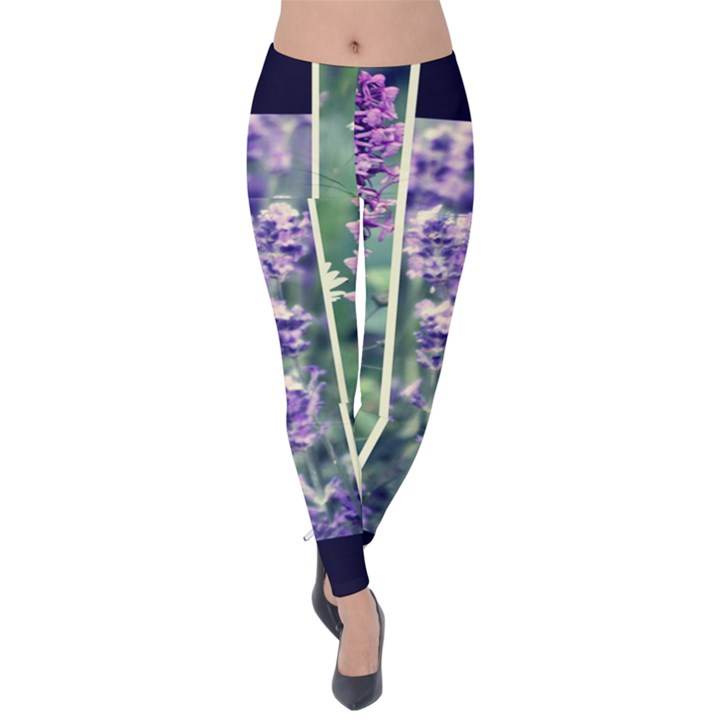 Collage Fleurs Violette Velvet Leggings