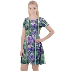 Collage Fleurs Violette Cap Sleeve Velour Dress  by kcreatif