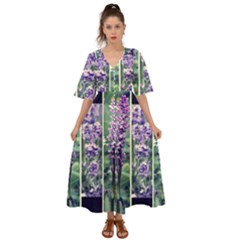 Collage Fleurs Violette Kimono Sleeve Boho Dress by kcreatif