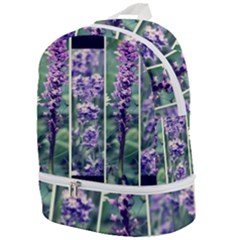 Collage Fleurs Violette Zip Bottom Backpack