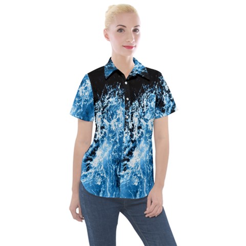 Photo Vagues  Women s Short Sleeve Pocket Shirt by kcreatif