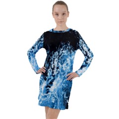 Photo Vagues  Long Sleeve Hoodie Dress