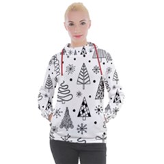 Seamless Pattern With Christmas Trees Women s Hooded Pullover