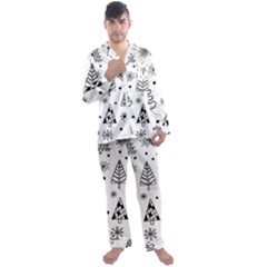 Seamless Pattern With Christmas Trees Men s Satin Pajamas Long Pants Set