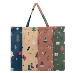 Flat Design Christmas Pattern Collection Zipper Large Tote Bag by Vaneshart