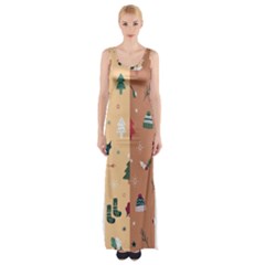 Flat Design Christmas Pattern Collection Thigh Split Maxi Dress by Vaneshart