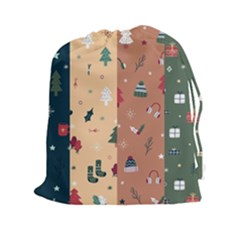 Flat Design Christmas Pattern Collection Drawstring Pouch (2xl) by Vaneshart