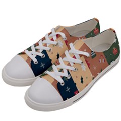 Flat Design Christmas Pattern Collection Women s Low Top Canvas Sneakers by Vaneshart