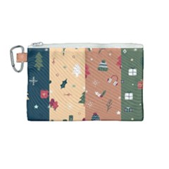 Flat Design Christmas Pattern Collection Canvas Cosmetic Bag (medium) by Vaneshart