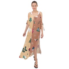 Flat Design Christmas Pattern Collection Maxi Chiffon Cover Up Dress by Vaneshart