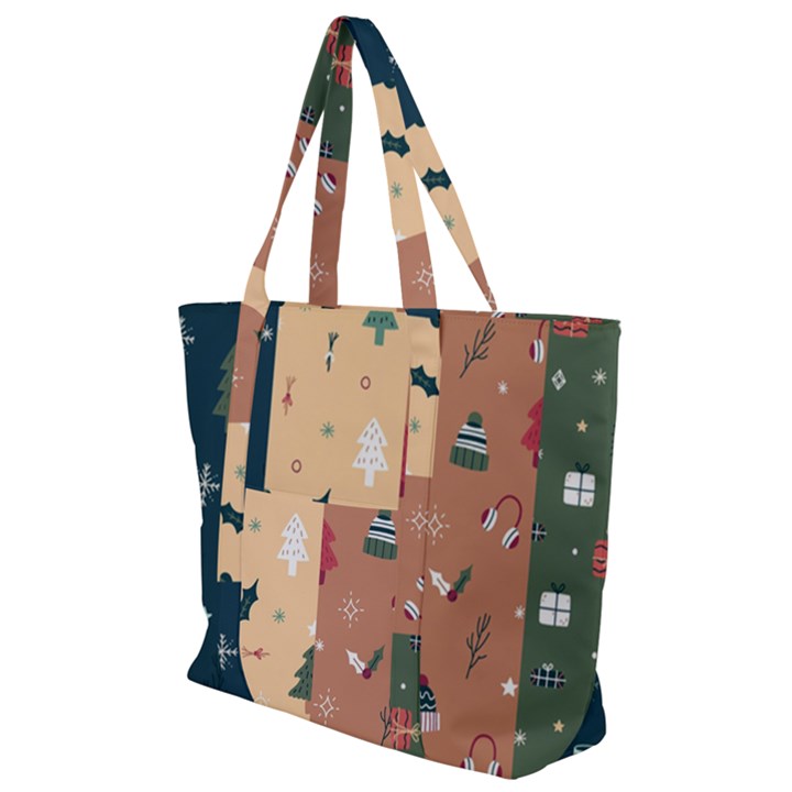 Flat Design Christmas Pattern Collection Zip Up Canvas Bag