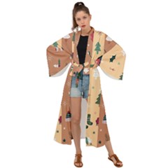 Flat Design Christmas Pattern Collection Maxi Kimono by Vaneshart