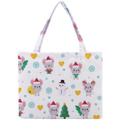 Christmas Seamless Pattern With Cute Kawaii Mouse Mini Tote Bag by Vaneshart