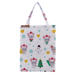 Christmas Seamless Pattern With Cute Kawaii Mouse Classic Tote Bag by Vaneshart