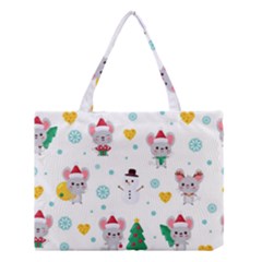 Christmas Seamless Pattern With Cute Kawaii Mouse Medium Tote Bag by Vaneshart