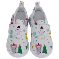 Christmas Seamless Pattern With Cute Kawaii Mouse Kids  Velcro No Lace Shoes by Vaneshart