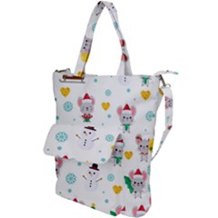 Christmas Seamless Pattern With Cute Kawaii Mouse Shoulder Tote Bag by Vaneshart