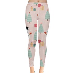 Cute Snowman Christmas Season Seamless Pattern Leggings  by Vaneshart