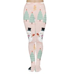 Cute Snowman Christmas Season Seamless Pattern Tights